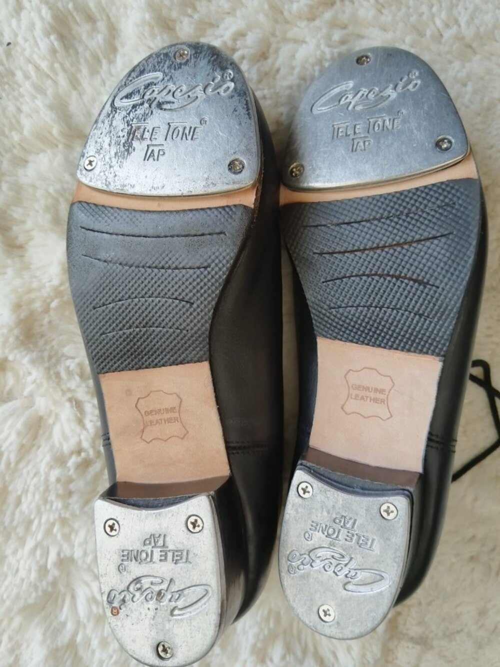Capezio Cadence Black Leather Tap Shoes Women's Size 6.5 M Tele Tone Taps CG19